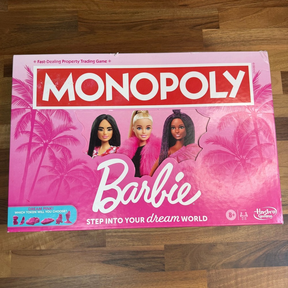 Monopoly Barbie Board Game 2023 Hasbro Gaming Pink Dream World New Box Wear